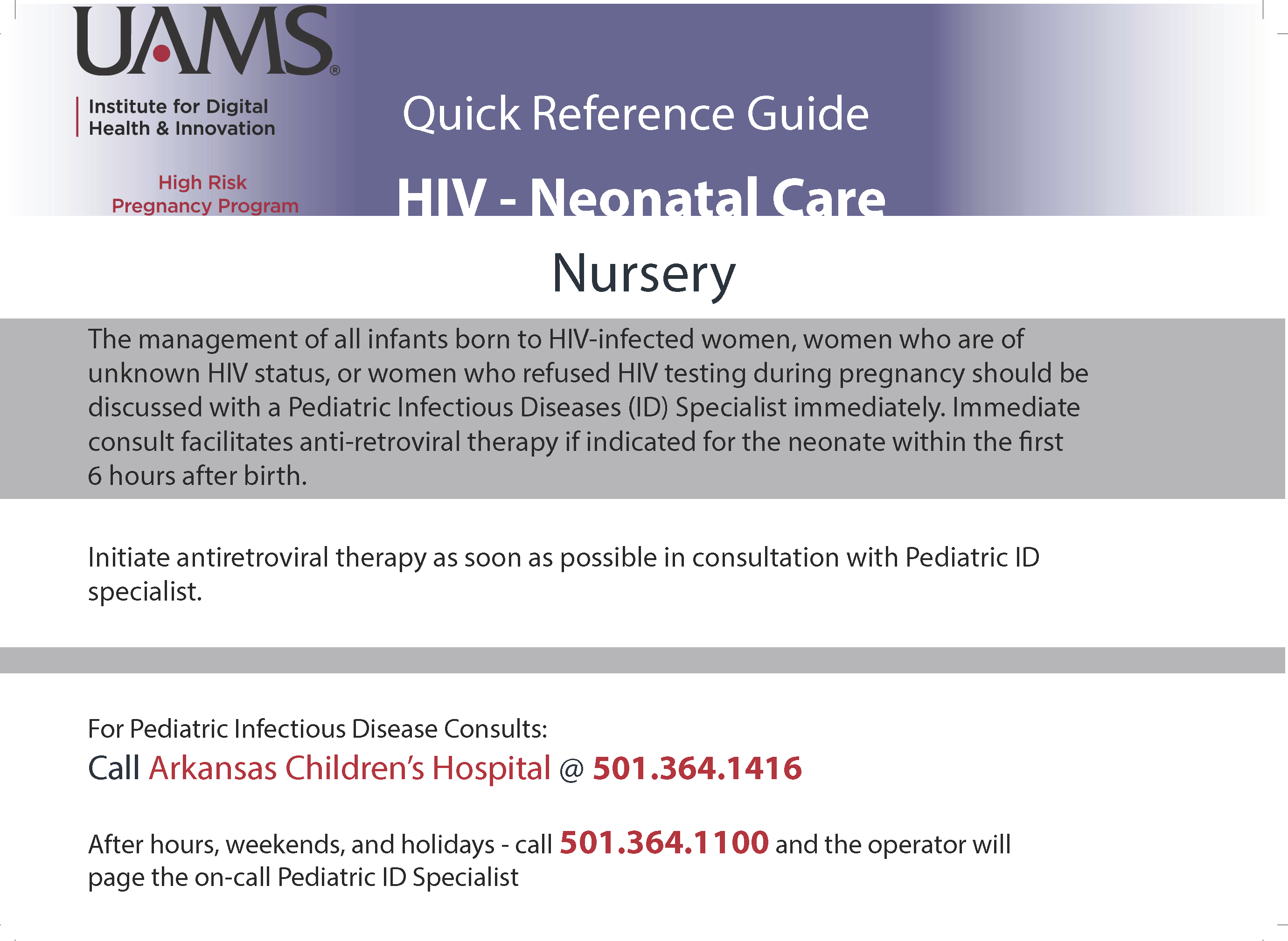 Human Immunodeficiency Virus (HIV) Infection Angels Guidelines